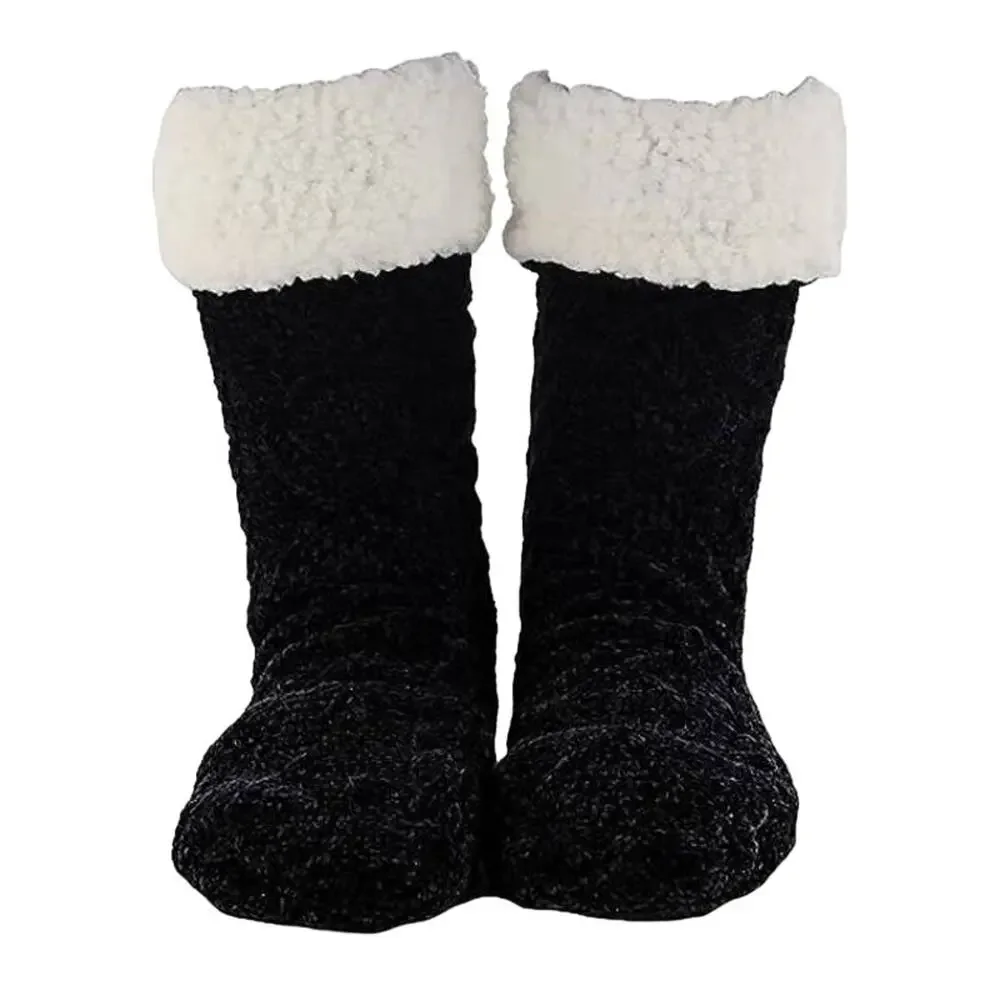 New THE COMFY Black Slipper Socks Women’s Size 6-10